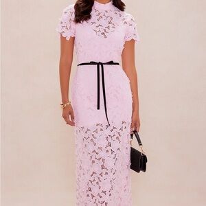 Fashion Nova Rowan Embroidered Maxi Dress - Light Pink - XS